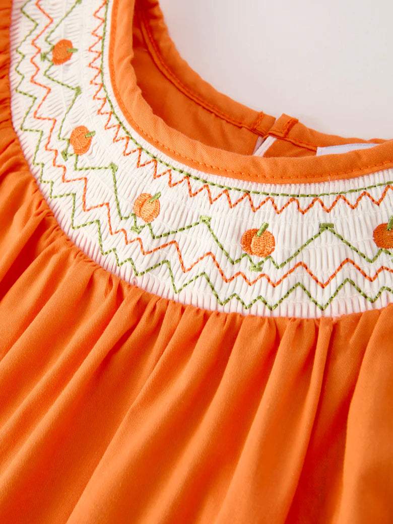 Pumpkin Lace Smocked Dress