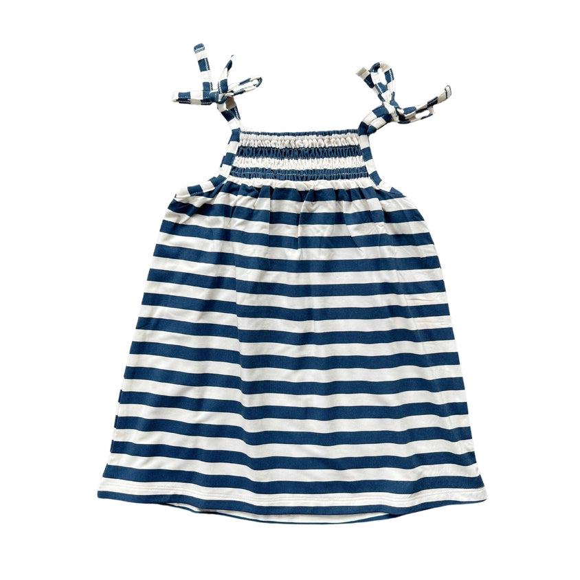 Naval Striped Smocked Summer Dress