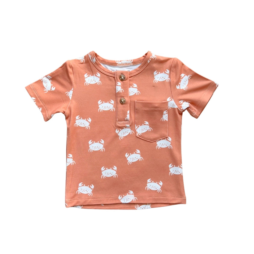 Crab Short Sleeve Henley Shirt