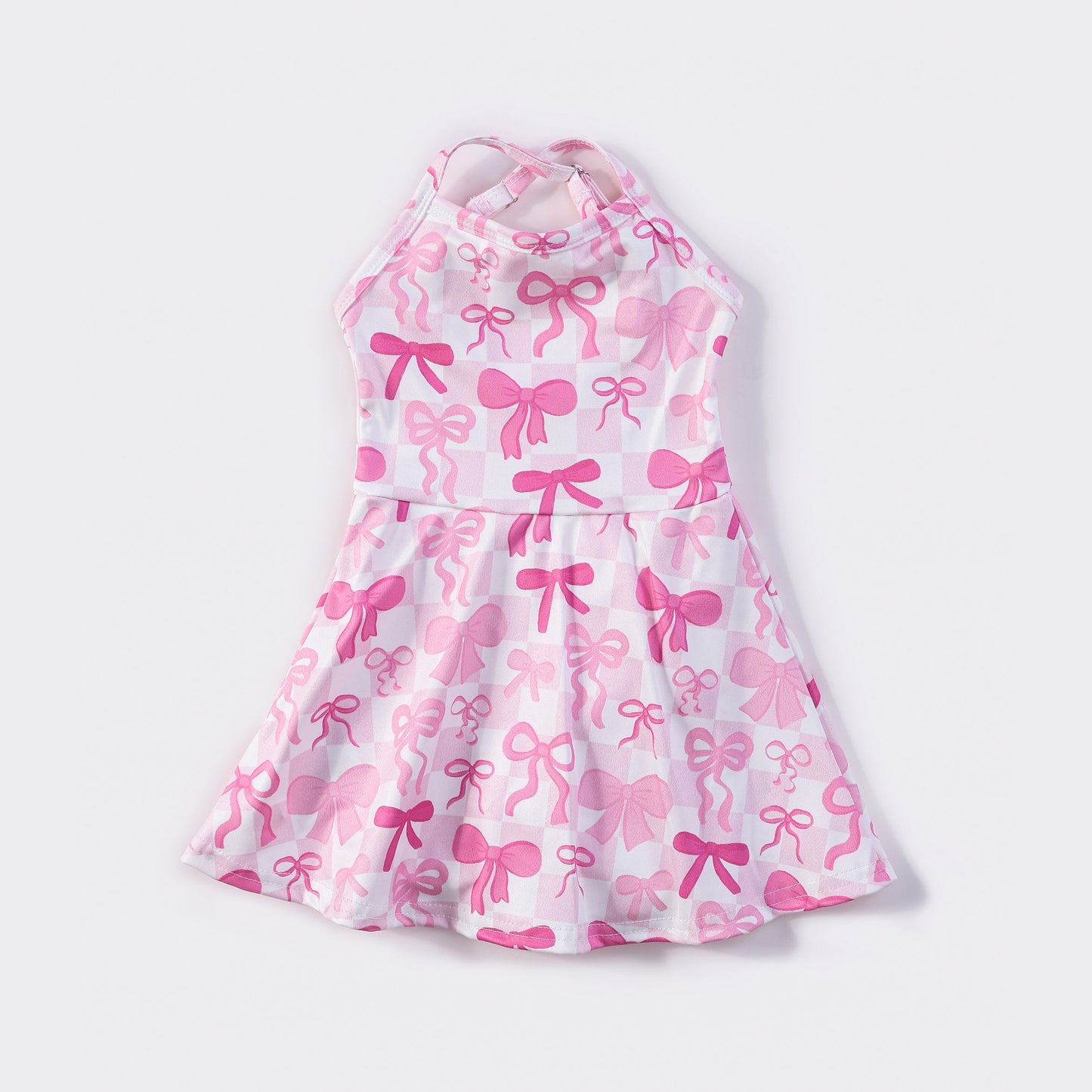Pink Checkered Croquette Dress