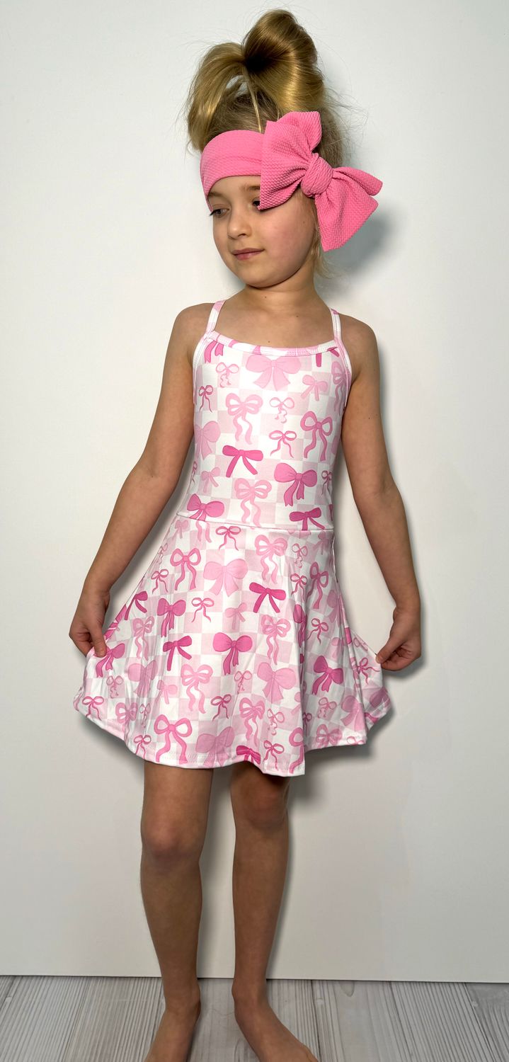 Pink Checkered Croquette Dress
