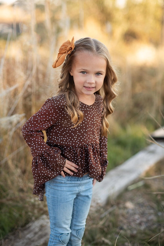 Brown Polka Dot Hi Lo Shirt