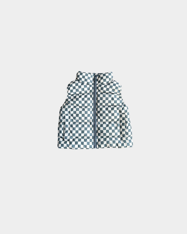 Checkered in Storm Puffer Vest