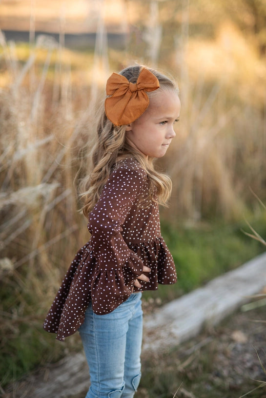 Brown Polka Dot Hi Lo Shirt