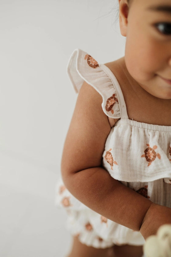 Turtle Gauze Bubble Romper