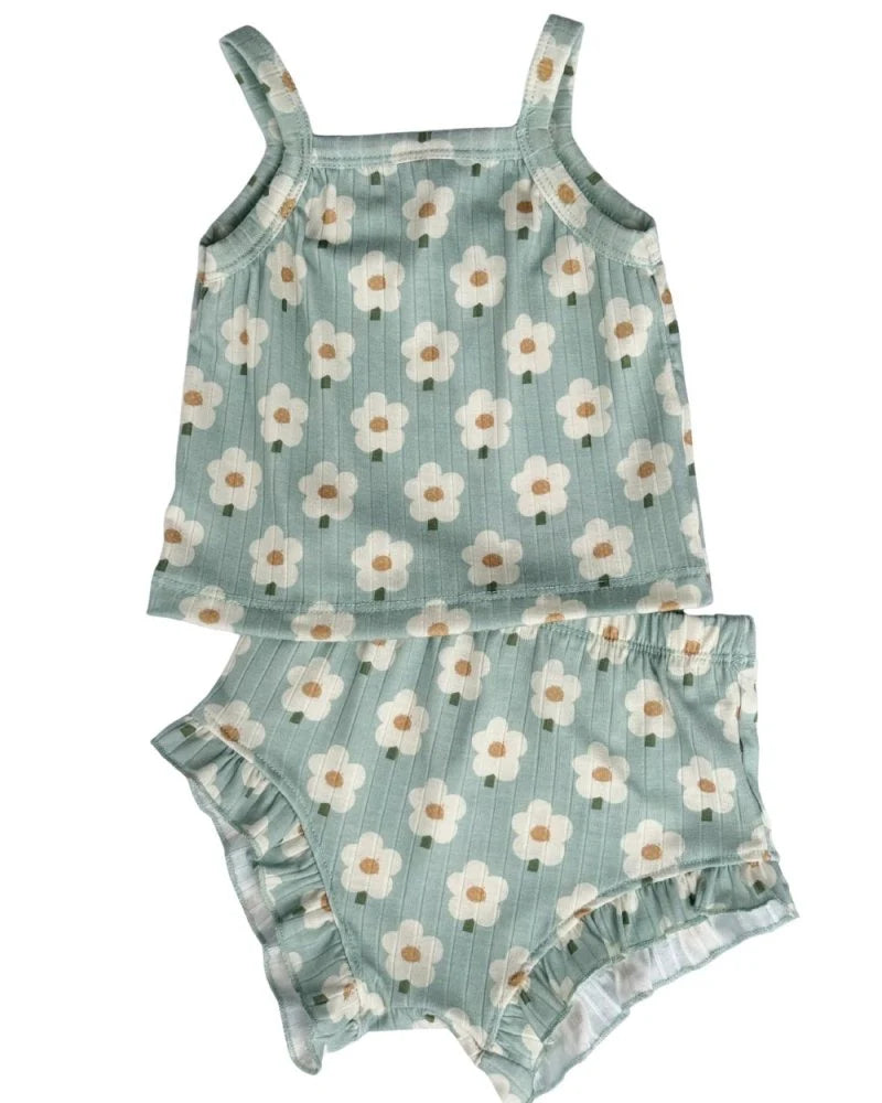 Green Daisy Luna Top & Bloomer Set