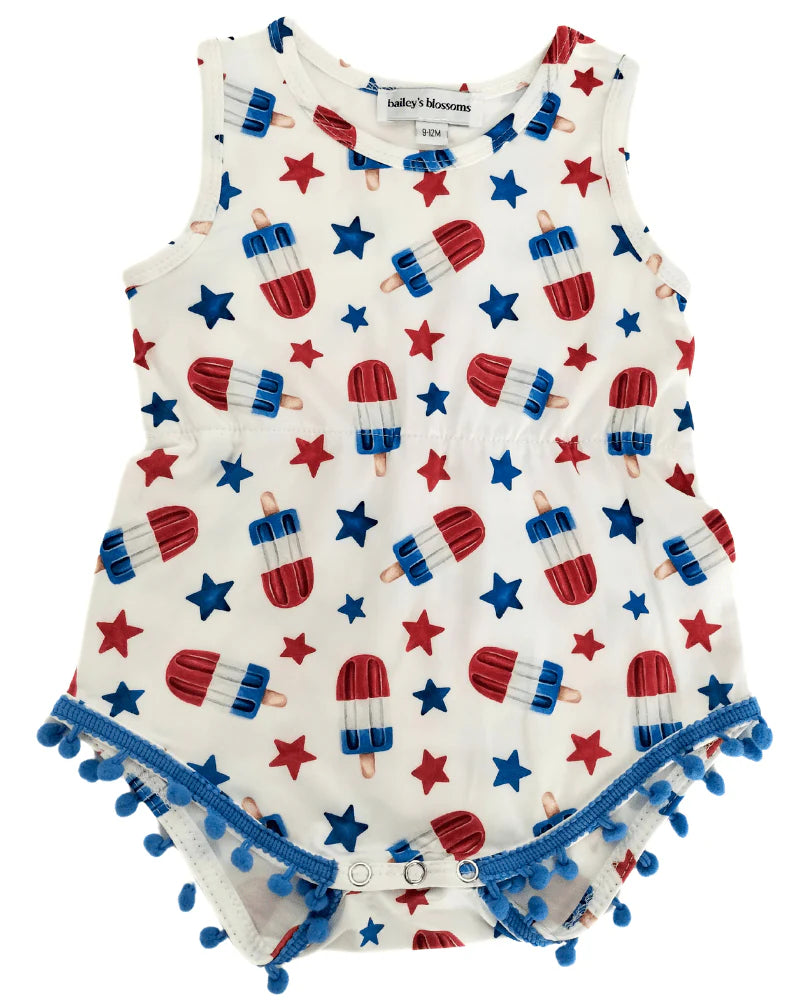 Patriotic Popsicles Dillon Pom Pom Romper