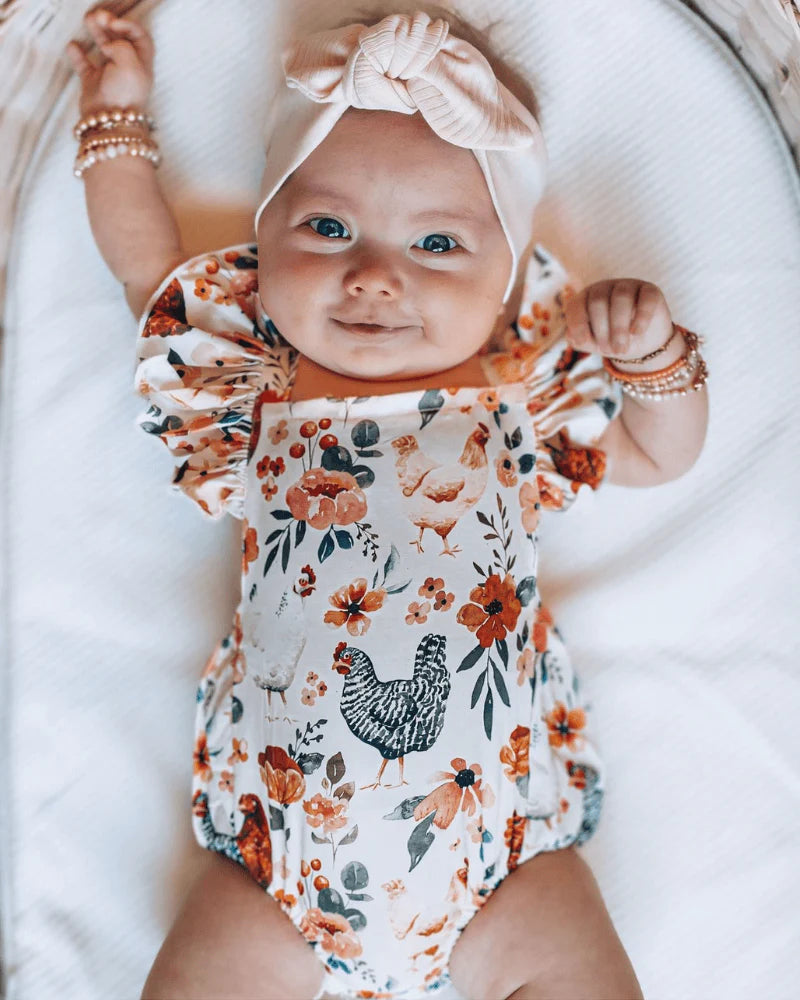 Chickens Shiloh Ruffle Back Romper