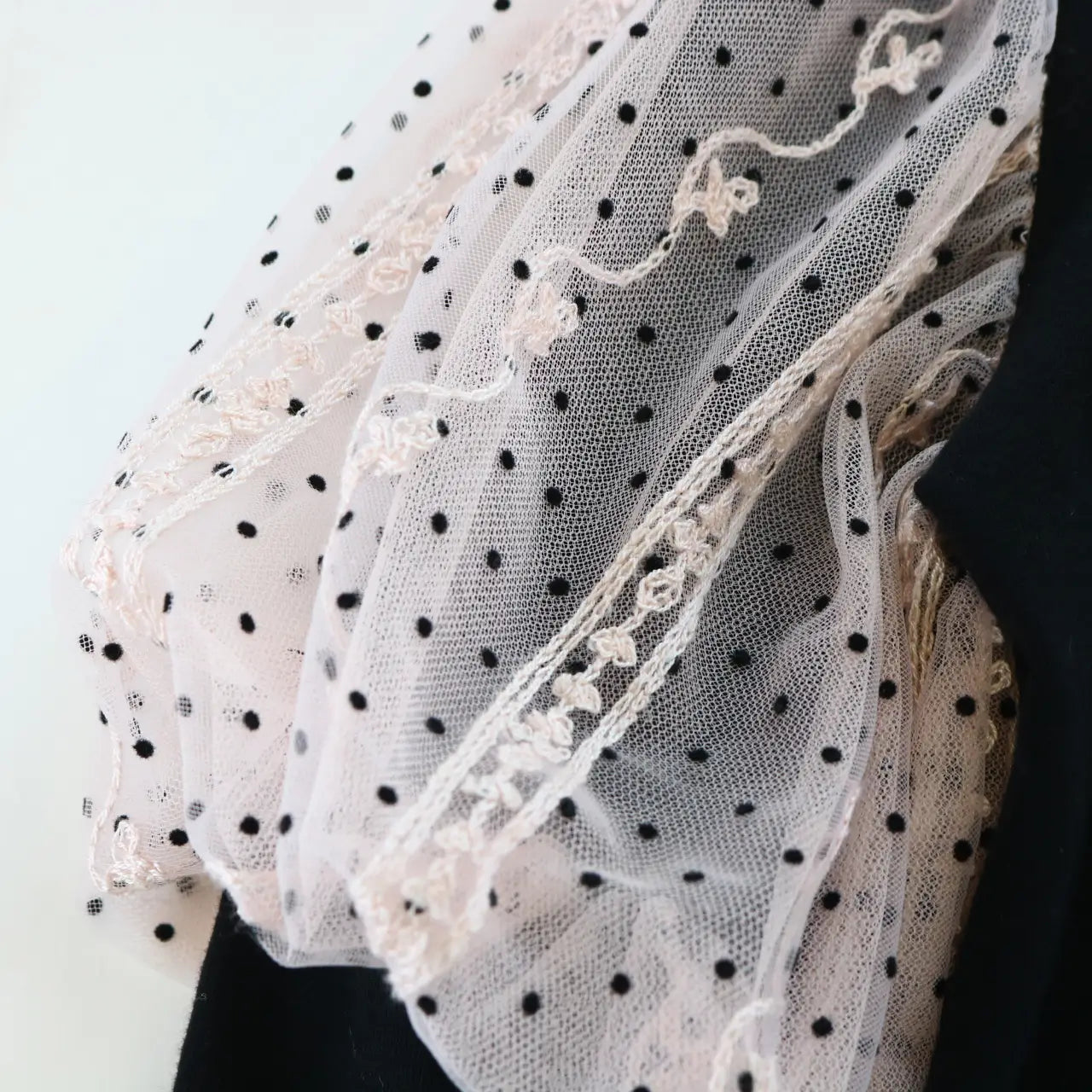 Black Dot Mesh Sleeve Top