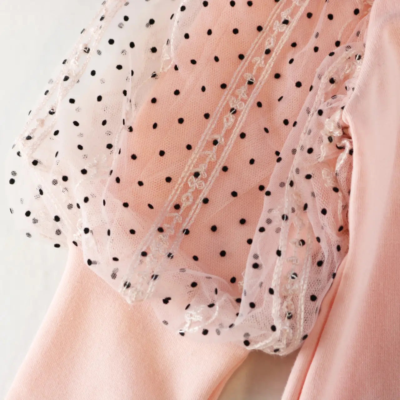 Pink Dot Mesh Sleeve Top
