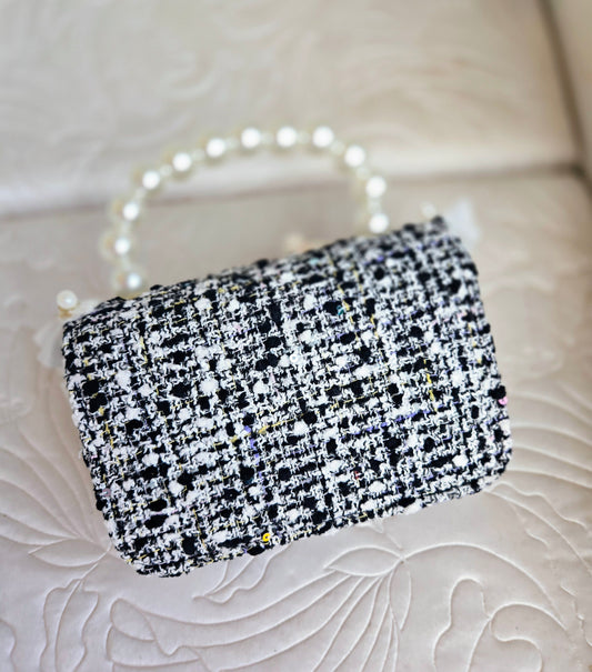 Black & White Pearl Bear Purse