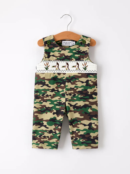 Camouflage Duck Smocked Romper