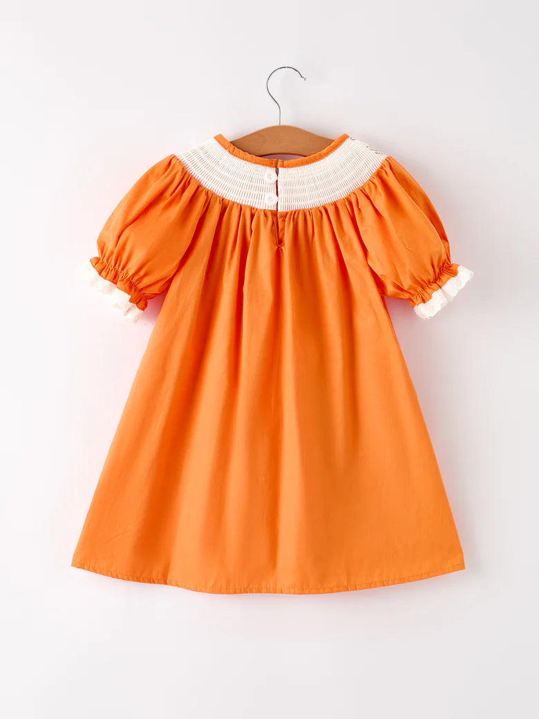 Pumpkin Lace Smocked Dress