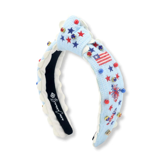 Child Blue Patriotic Cross Stitch Headband