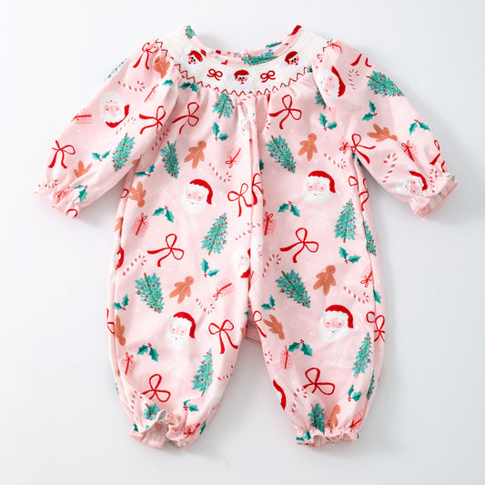 Santa Claus Smocked Romper