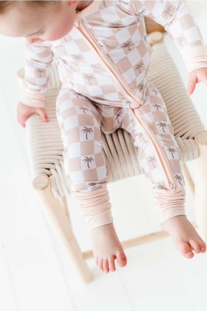 Palm Checks Bamboo Zippy Romper