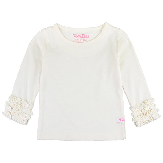 Ivory Knit Long Sleeve Ruffle Layering Tee