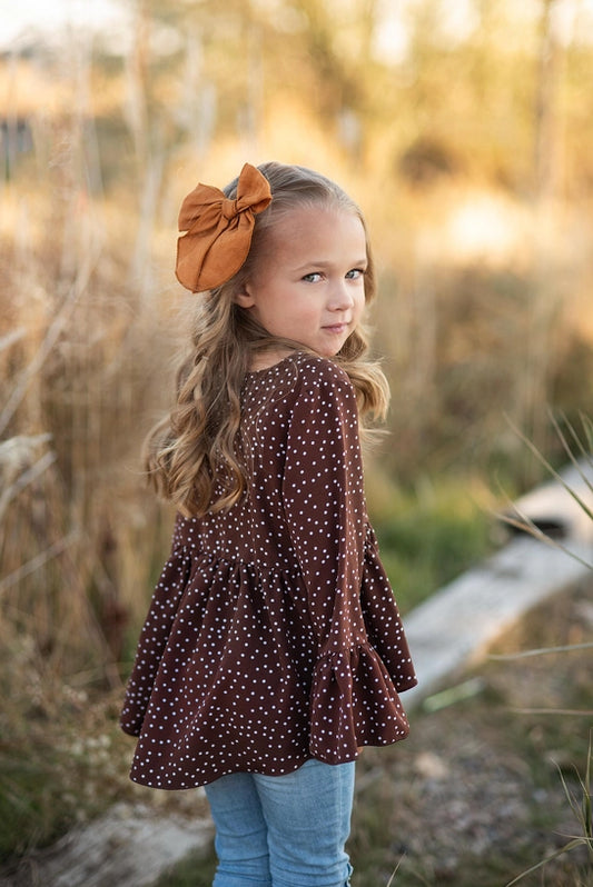 Brown Polka Dot Hi Lo Shirt