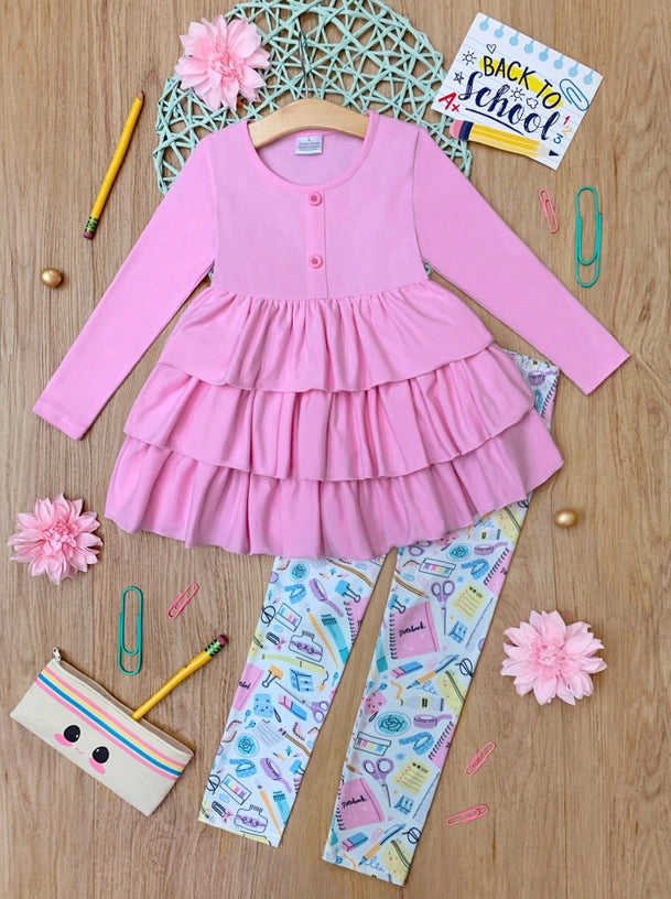 Style Credits Tiered Tunic and School Print Legging Set