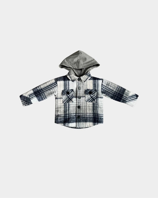 Blue Grey Hooded Shacket