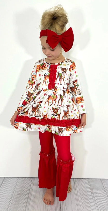 Old Timey Reindeer Girl's Set