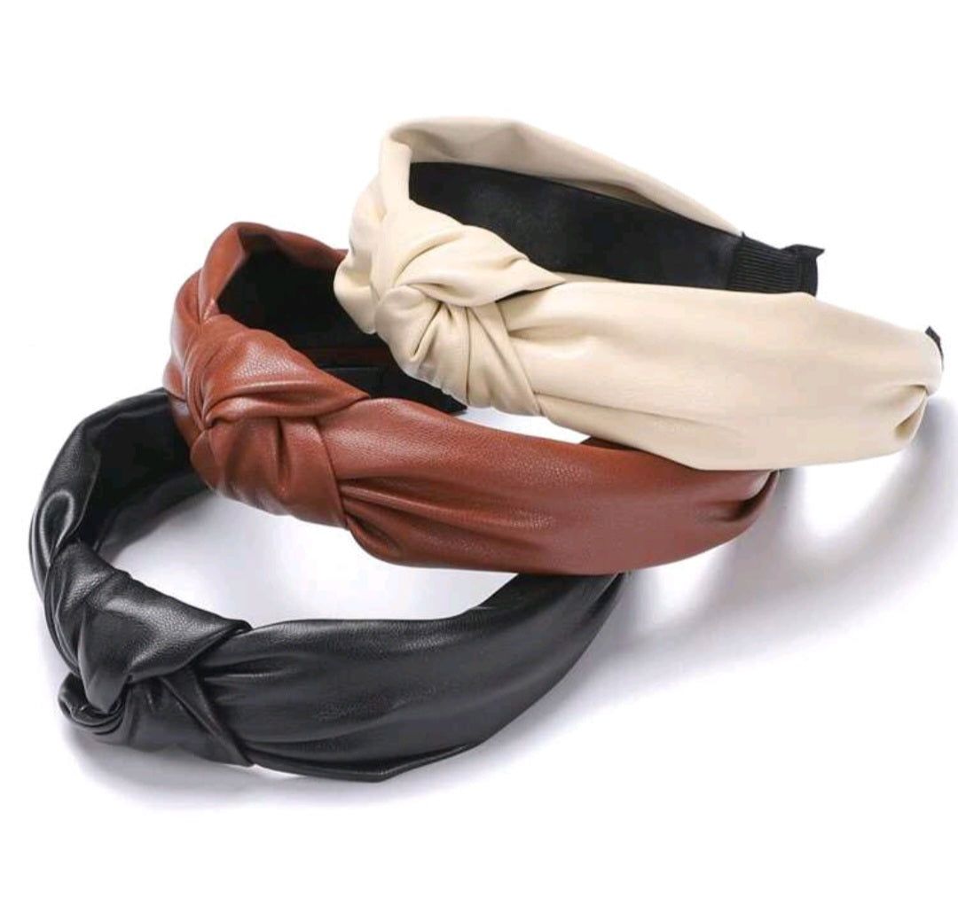 Leather Top Knot Headbands