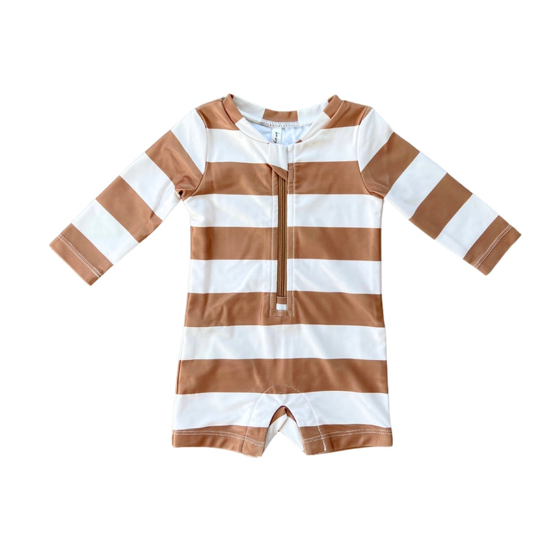 Toffee One-Piece Rash Guard Swimsuit