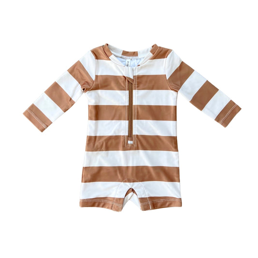 Toffee One-Piece Rash Guard Swimsuit