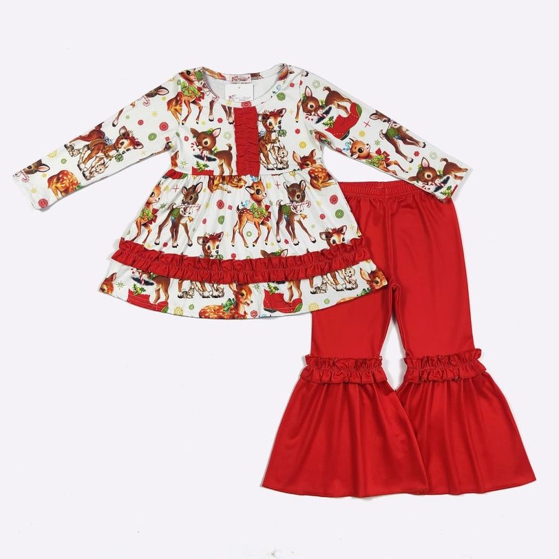 Old Timey Reindeer Girl's Set