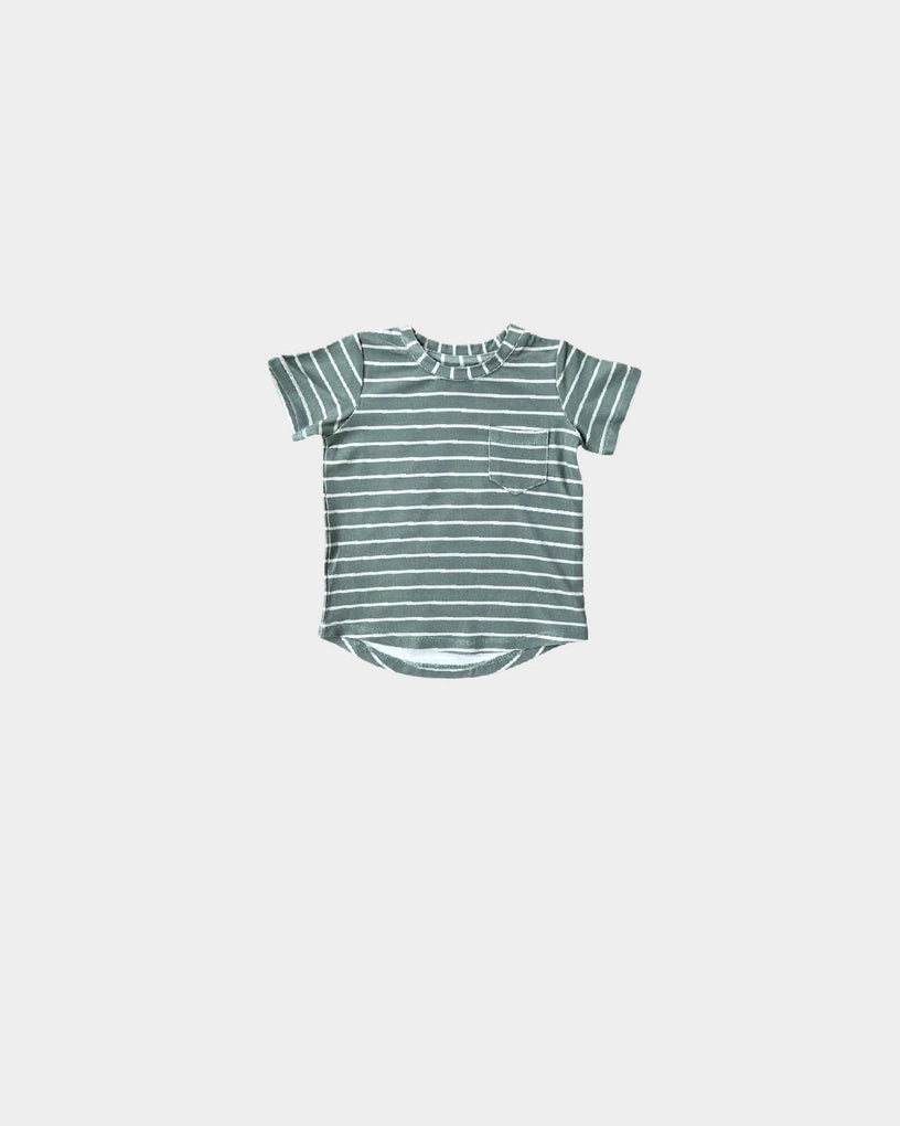 Pocket Tee in Sage Stripe