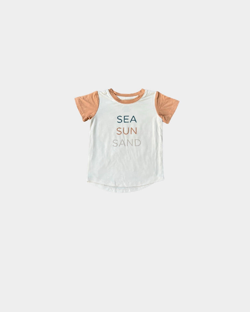 Colorblock Tee in Sea Sun Sand