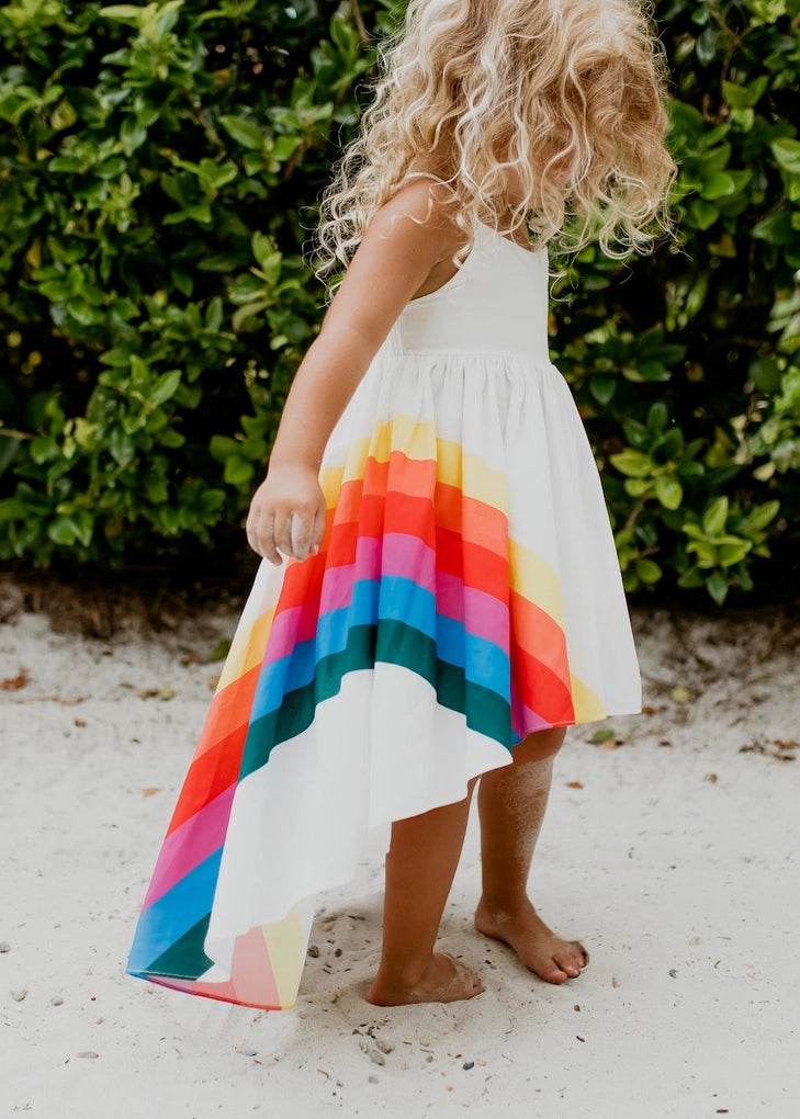 Rainbow Halter Hi Lo Dress