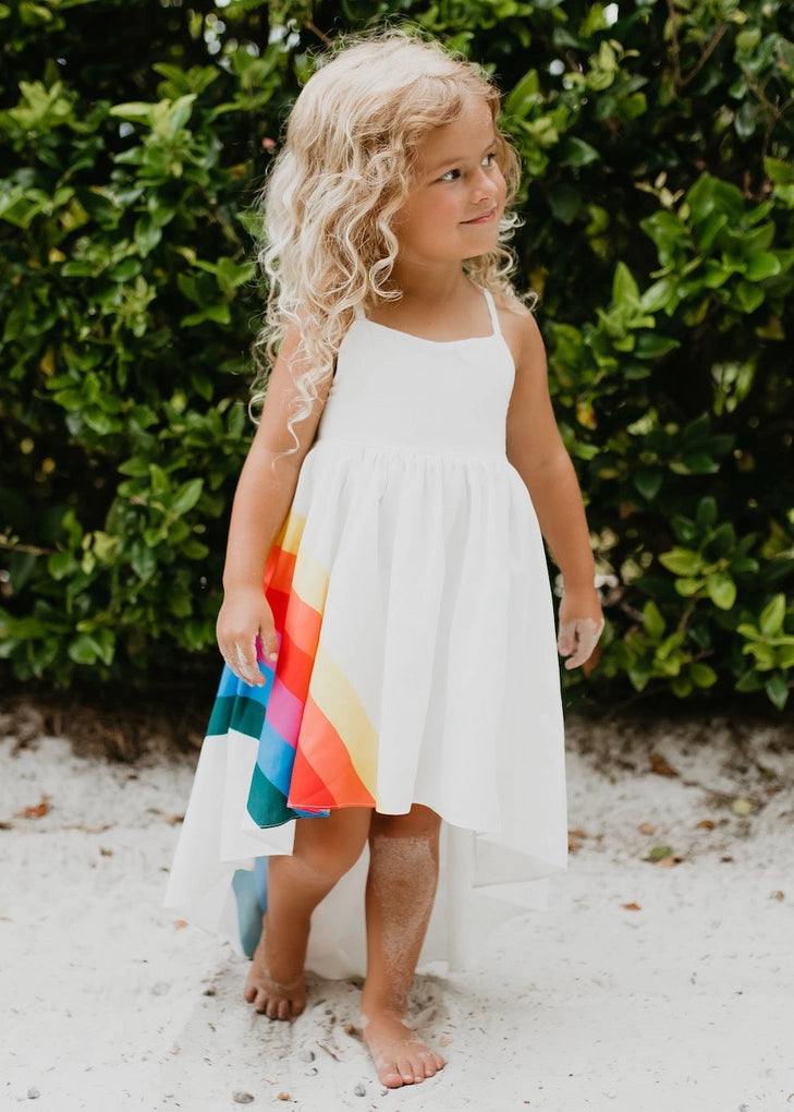 Rainbow Halter Hi Lo Dress