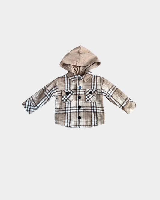 Mocha Plaid Hooded Shacket