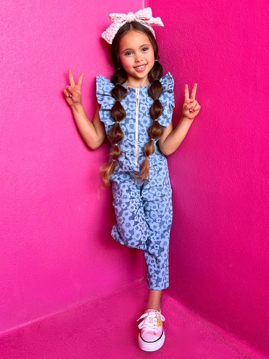 Smileyworld X Mia Belle Girls Radiant Rebel Denim Jumpsuit