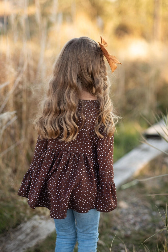 Brown Polka Dot Hi Lo Shirt