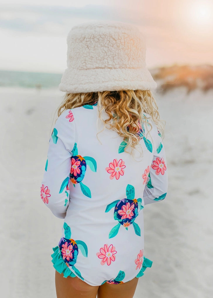 White Turtle Zip Rash Guard