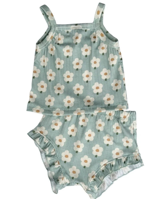 Green Daisy Luna Top & Bloomer Set