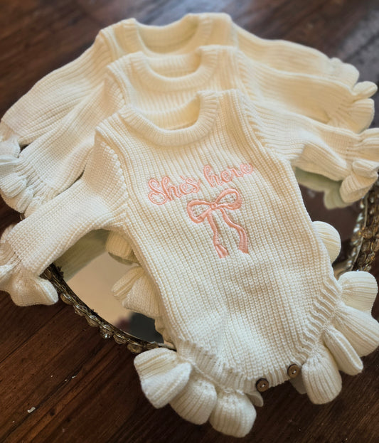 She's Here Knitted Romper