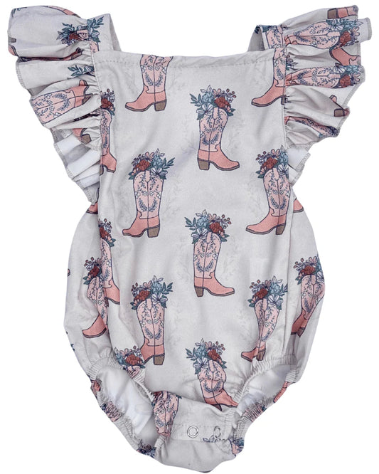 Cowgirl Boots Shiloh Ruffle Back Romper