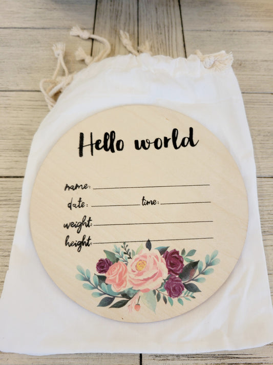 Hello World Floral Graphic Photography Prop