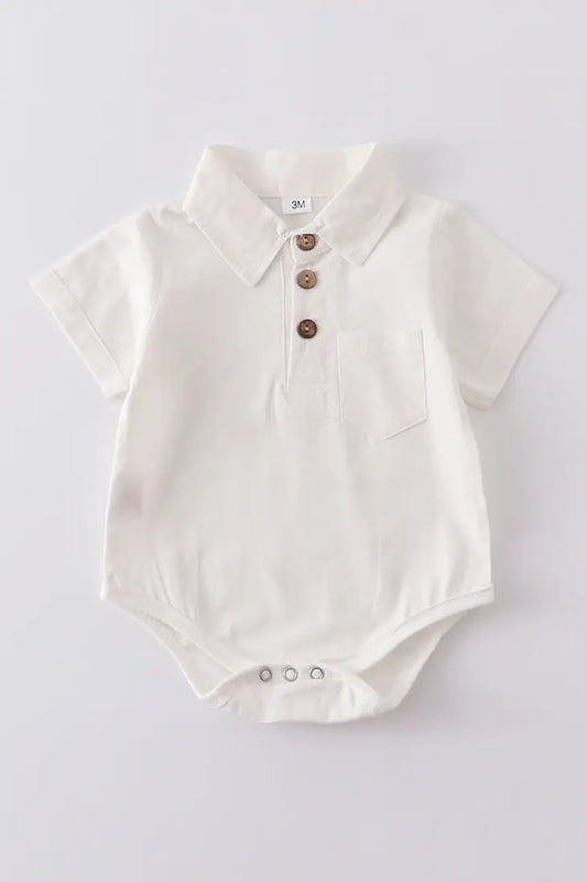 Button-Down Baby Romper - White