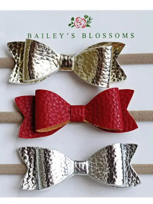 Metallic Leather Bow