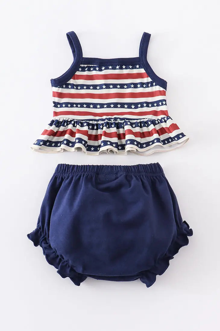 Flag Stripe Ruffle Baby Set