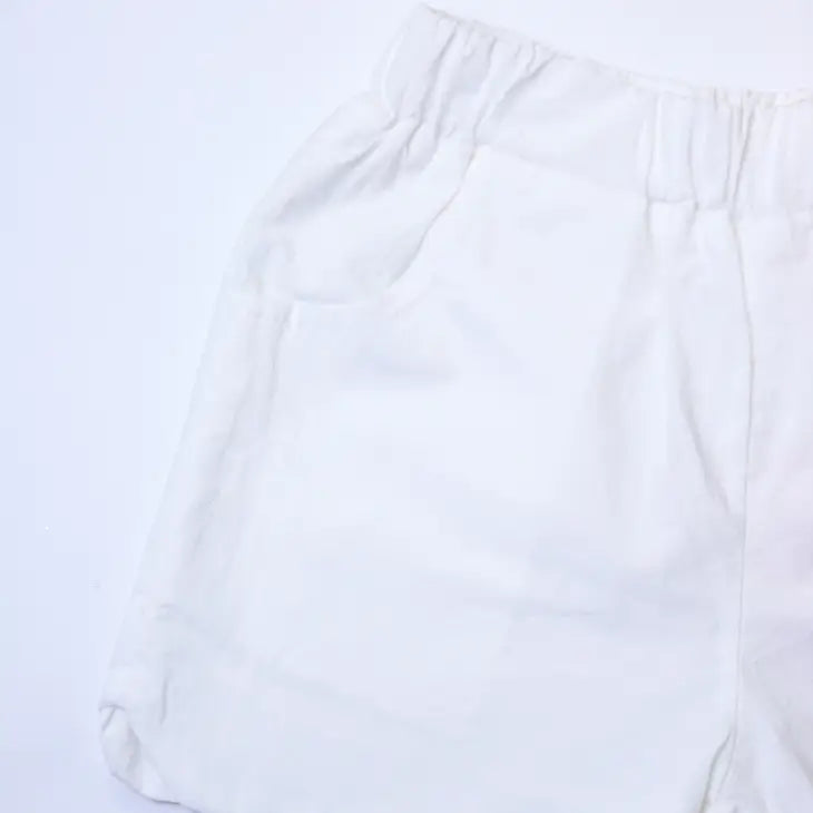 Scalloped Hem Shorts - White