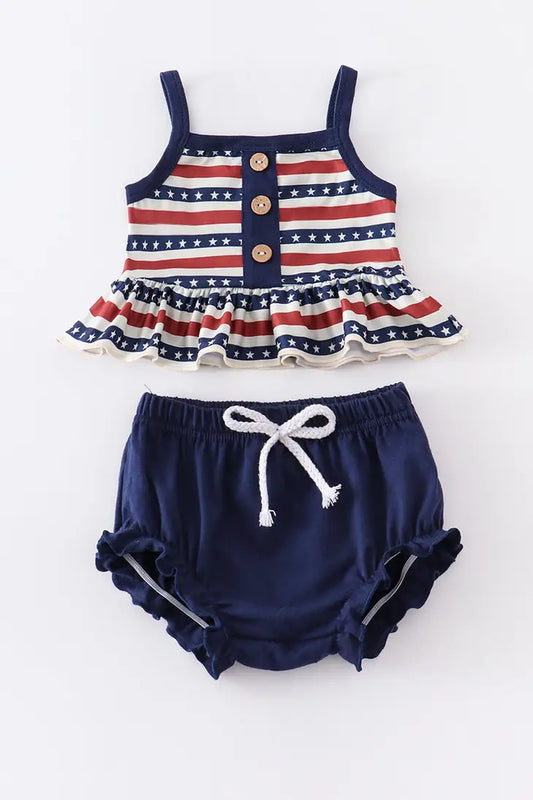 Flag Stripe Ruffle Baby Set