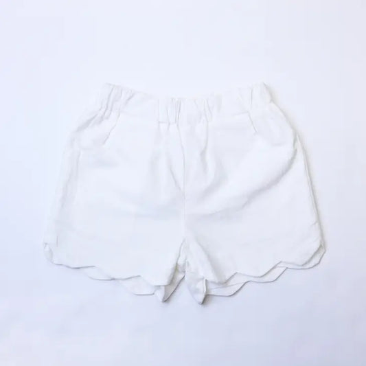 Scalloped Hem Shorts - White