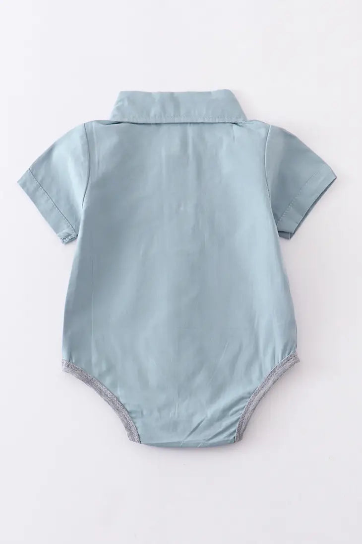 Button-Down Baby Romper - Ocean Blue