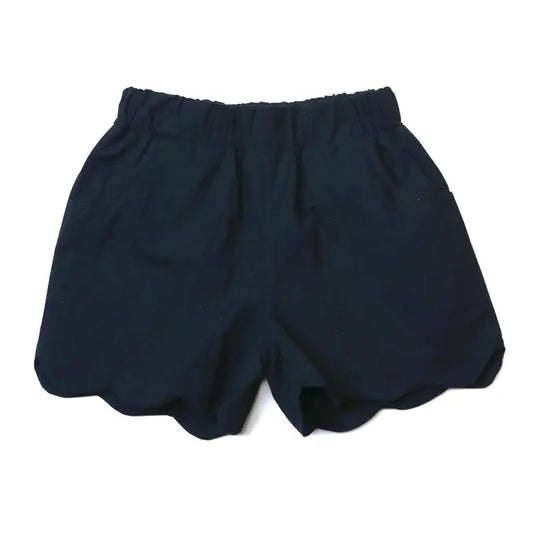 Scalloped Hem Shorts - Black