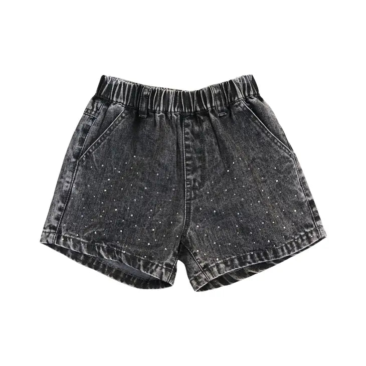 Rhinestone Stud Denim Shorts